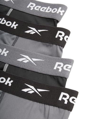 Reebok Mens Boxer Briefs - 4 Pack Stretch Performance Moisture Wicking Mens Underwear Boxers with Contour Pouch (Sizes: S-XL)