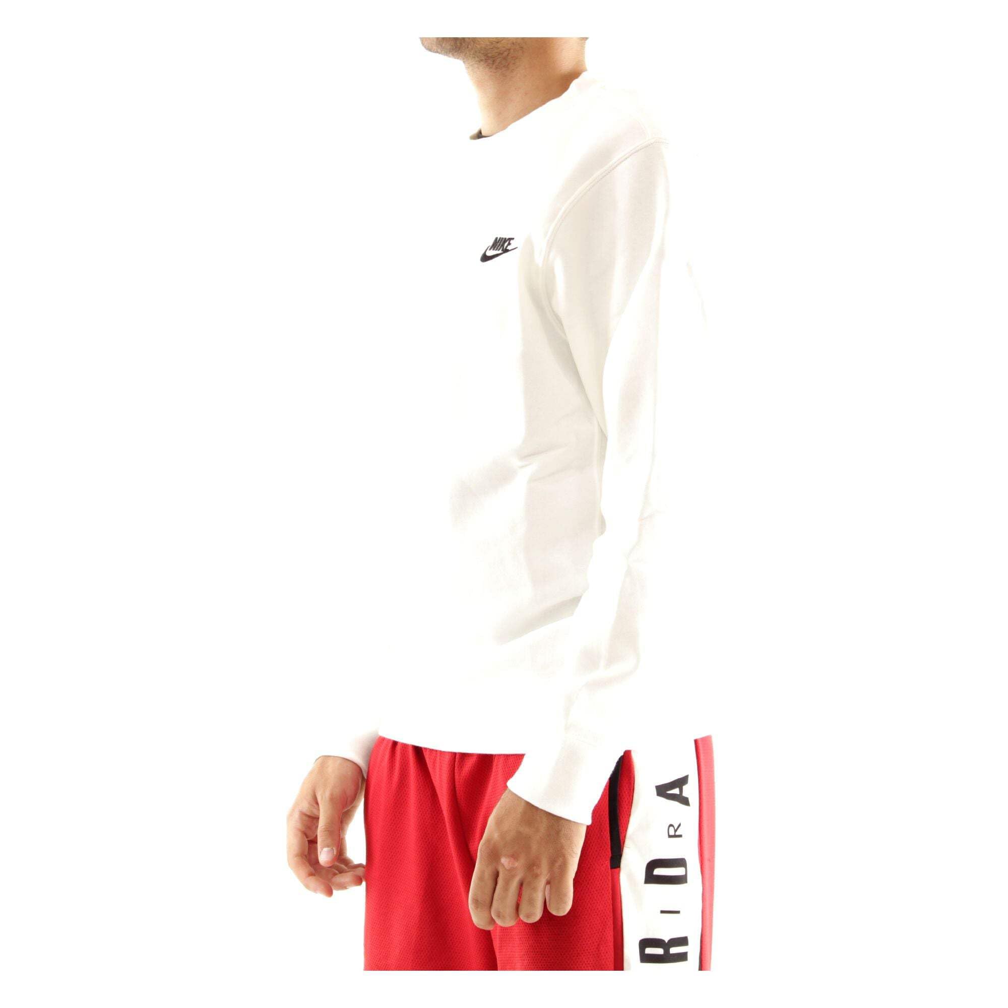 NIKE Men's Nsw Club Crew, White/Black, Large
