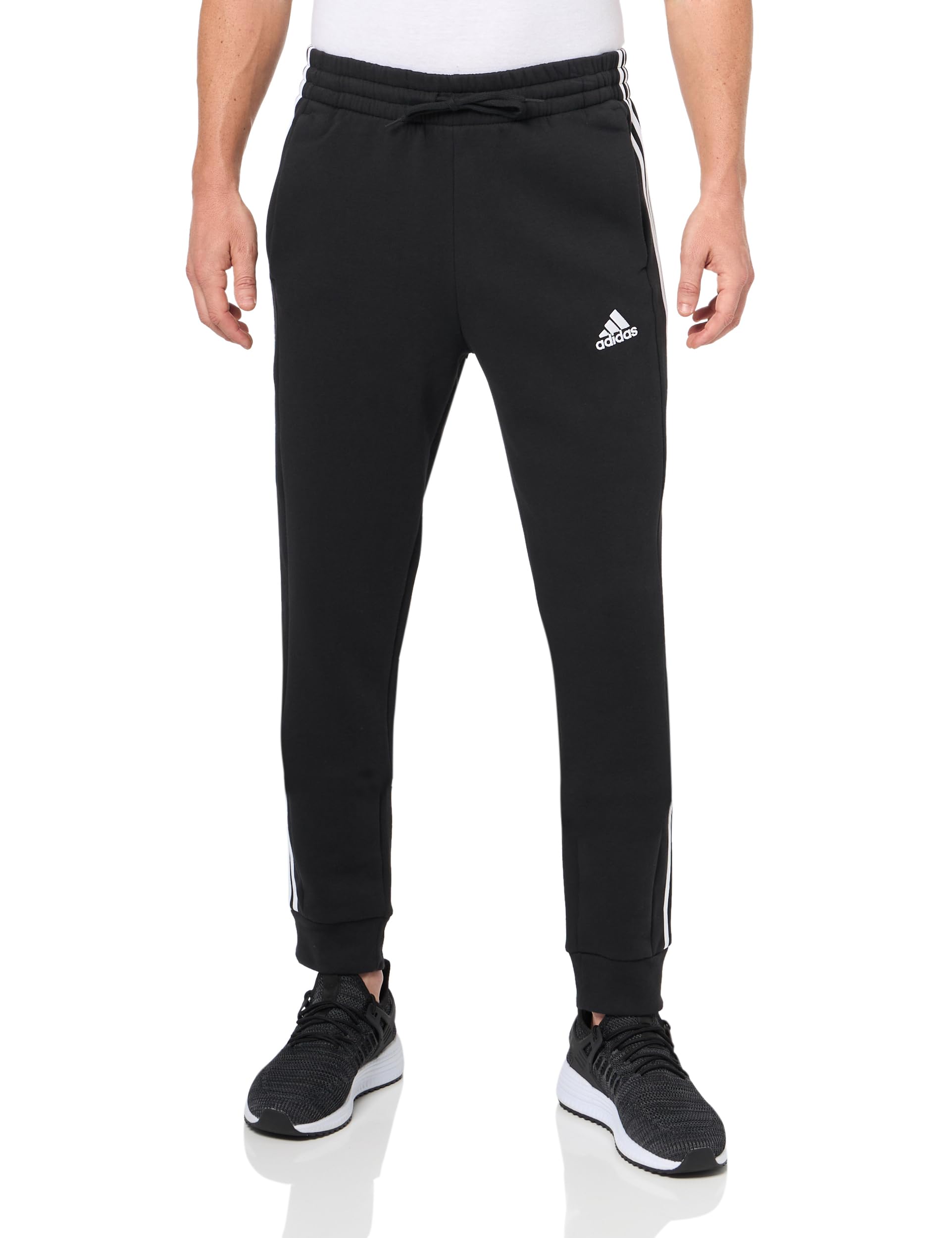 adidas Men's Essentials 3-Stripes Fleece Tapered Cuff Pants