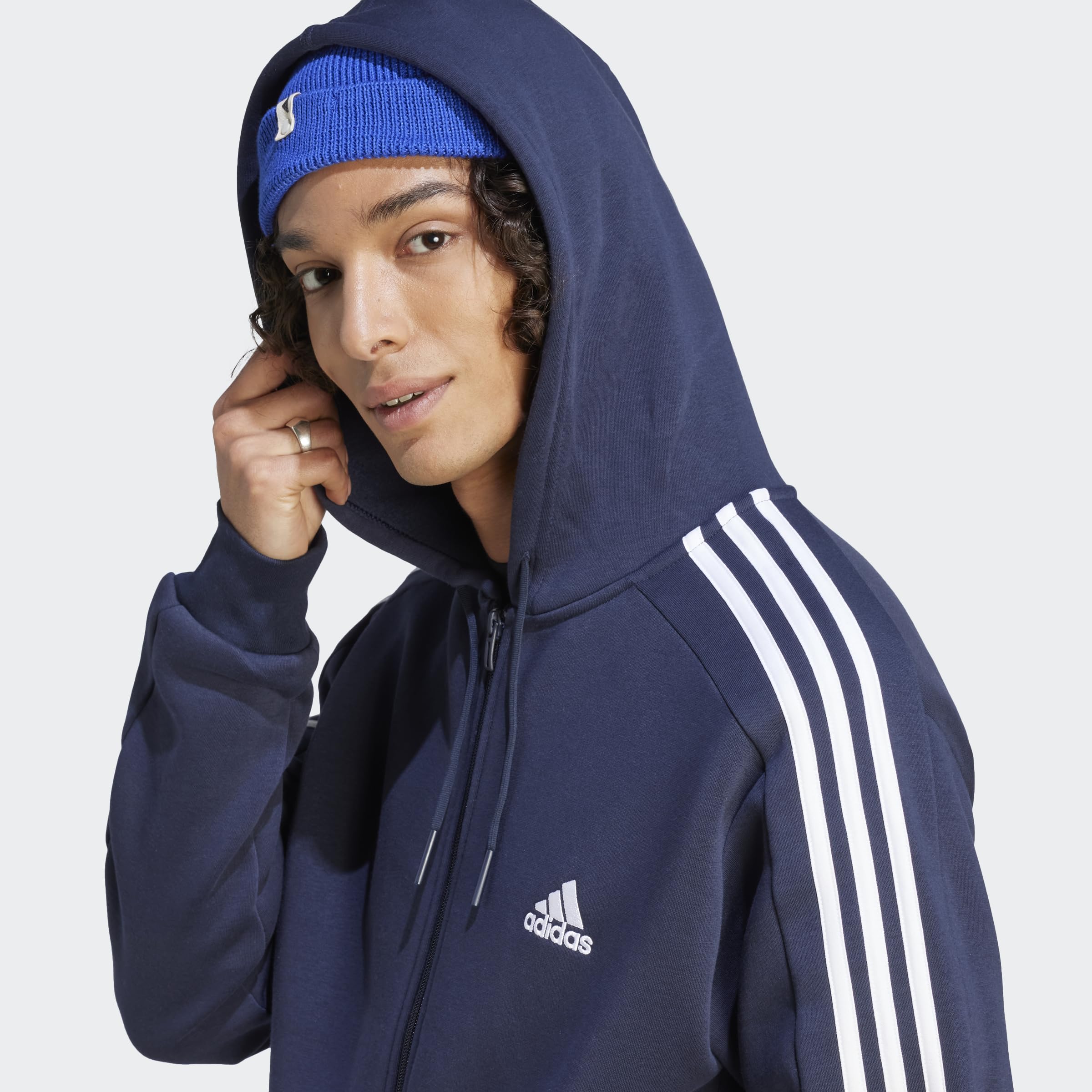 adidas mens Essentials 3-stripes Fleece Full Zip Hoodie