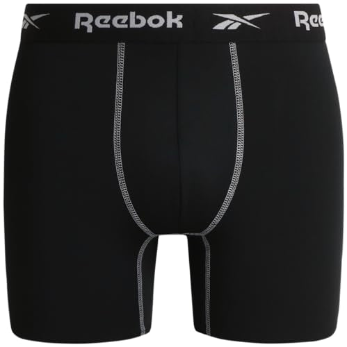 Reebok Mens Boxer Briefs - 4 Pack Stretch Performance Moisture Wicking Mens Underwear Boxers with Contour Pouch (Sizes: S-XL)