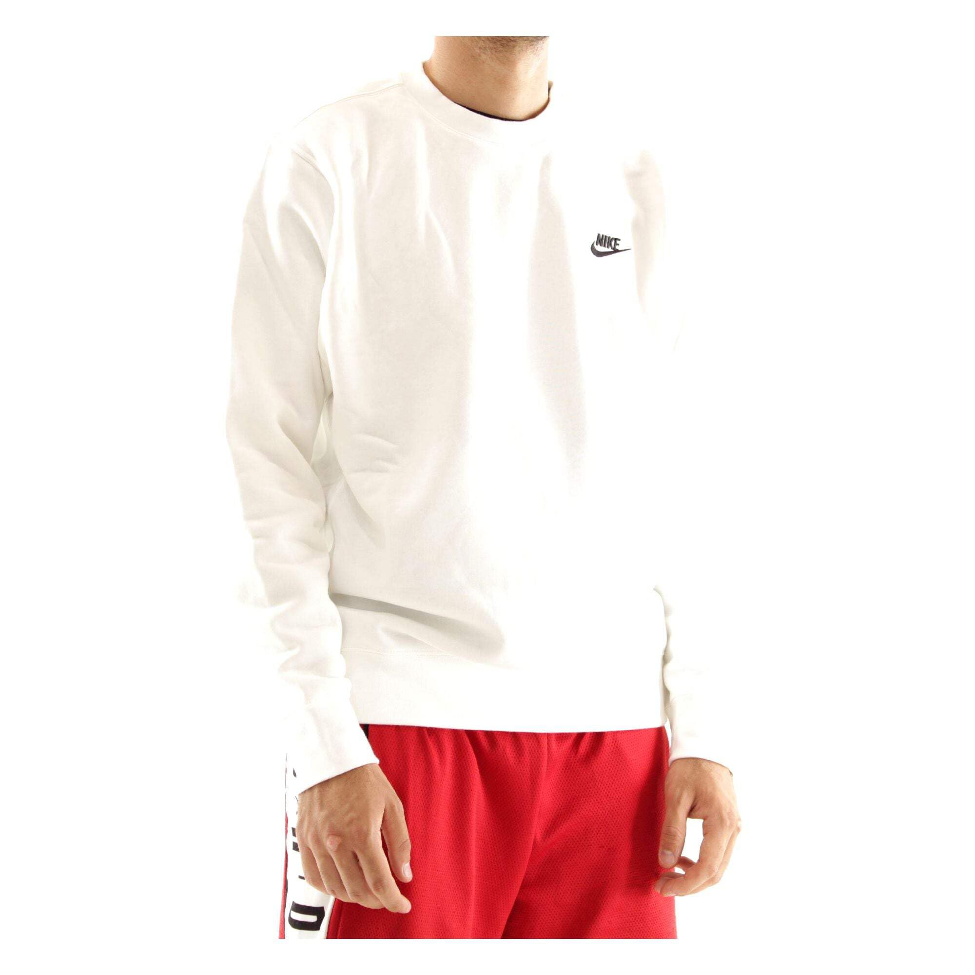 NIKE Men's Nsw Club Crew, White/Black, Large