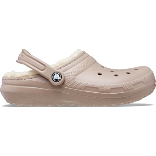 Crocs Unisex Men's and Women's Classic Lined Clog | Fuzzy Slippers, Mushroom/Bone, 5 Men/7 Women