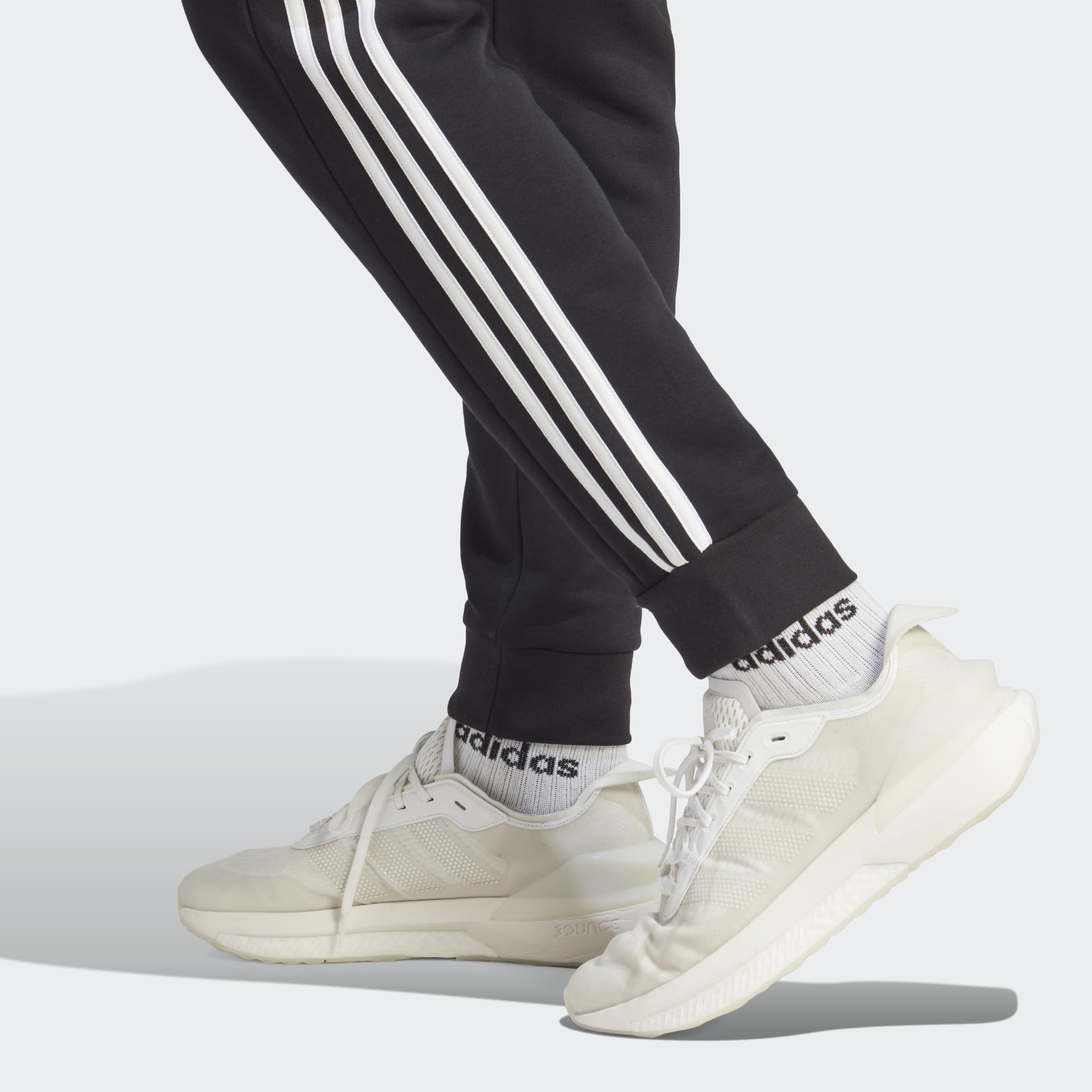adidas Men's Essentials 3-Stripes Fleece Tapered Cuff Pants