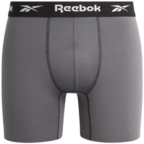 Reebok Mens Boxer Briefs - 4 Pack Stretch Performance Moisture Wicking Mens Underwear Boxers with Contour Pouch (Sizes: S-XL)