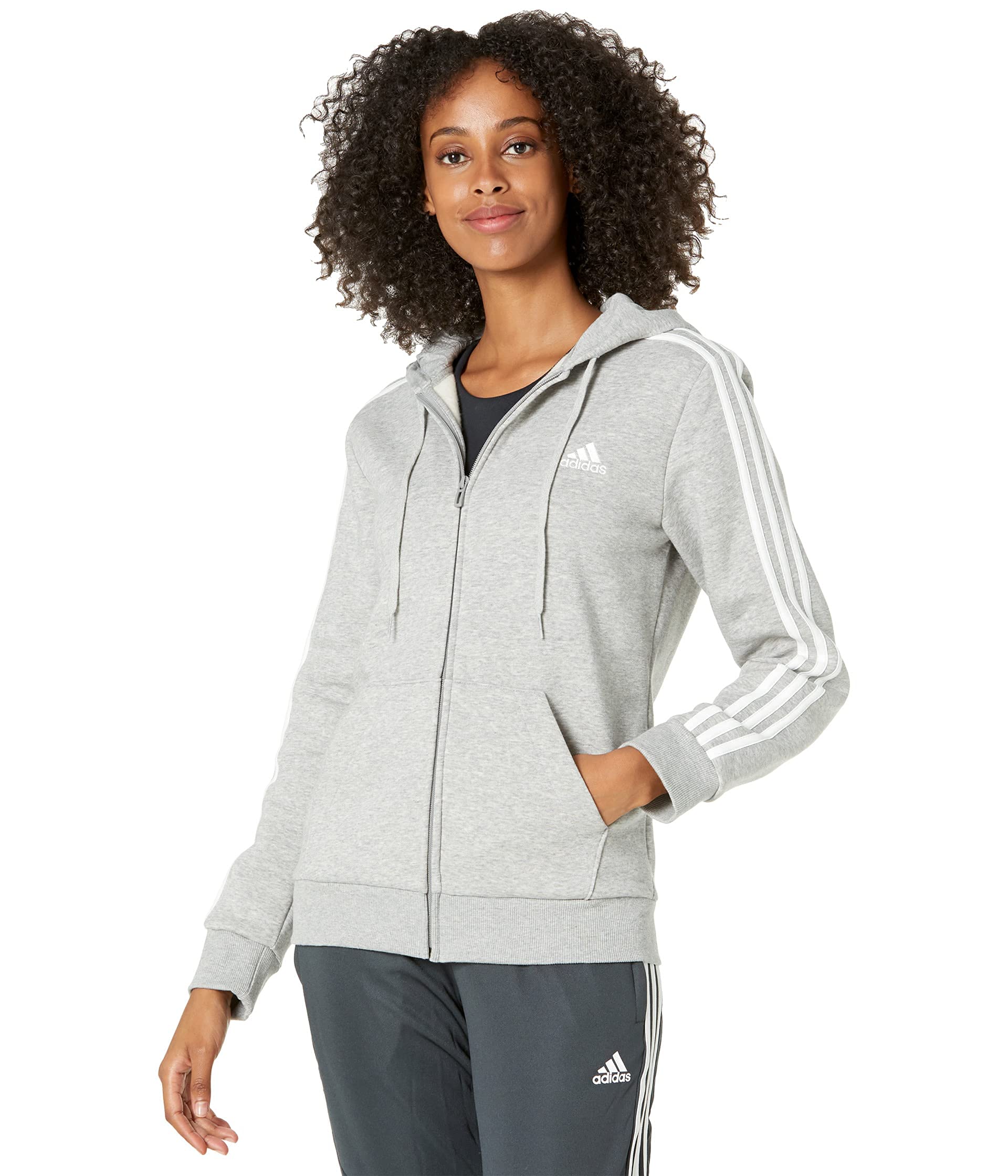 adidas Women's Essentials Fleece 3-Stripes Full-Zip Hoodie