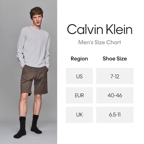 Calvin Klein Men's Crew Socks - 4 Pack Lightweight Combed Cotton Blend Dress Socks - Breathable Socks for Men (7-12)