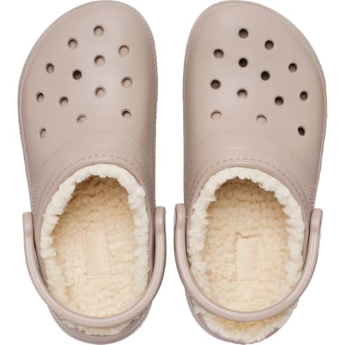Crocs Unisex Men's and Women's Classic Lined Clog | Fuzzy Slippers, Mushroom/Bone, 5 Men/7 Women