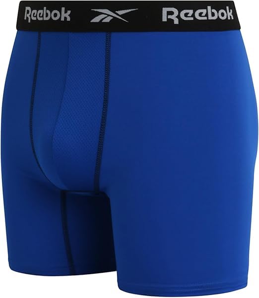 Reebok Mens Boxer Briefs - 4 Pack Stretch Performance Moisture Wicking Mens Underwear Boxers with Contour Pouch (Sizes: S-XL)