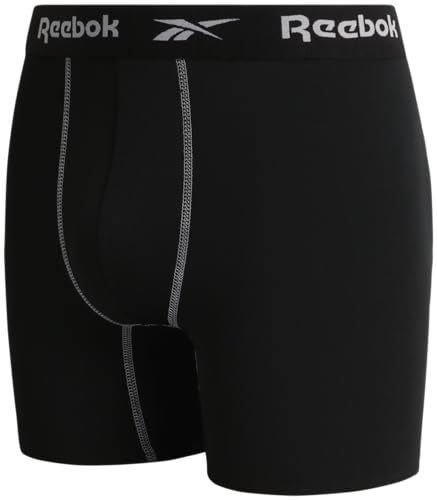 Reebok Mens Boxer Briefs - 4 Pack Stretch Performance Moisture Wicking Mens Underwear Boxers with Contour Pouch (Sizes: S-XL)