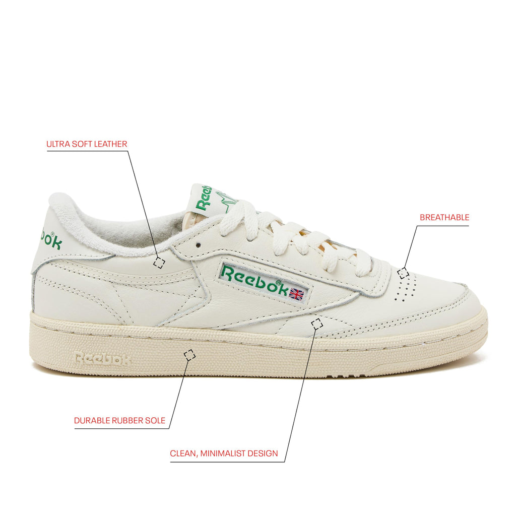 Reebok Womens Club C 85 Vintage Tennis Sneakers for Women, Casual White Womens Shoes