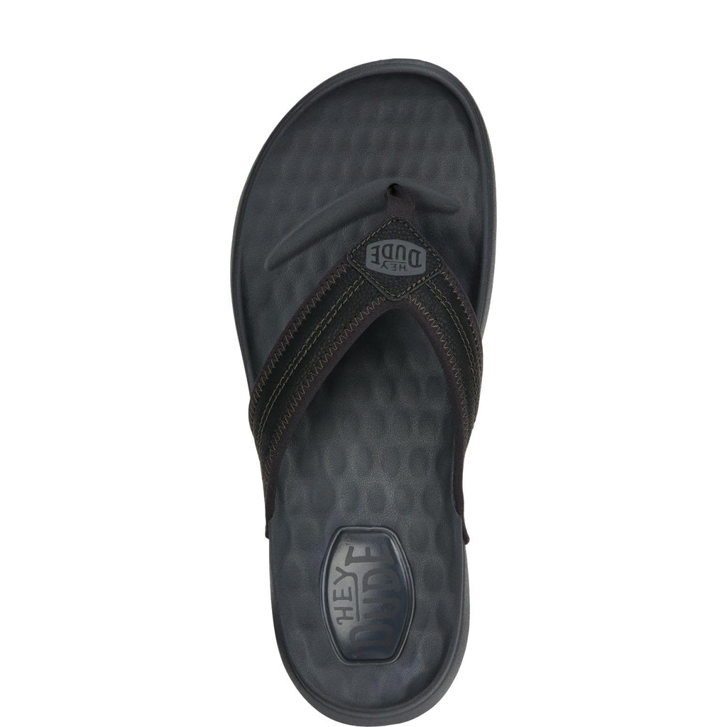 Hey Dude Men's Myers Flip Classic Black/Black | Men's Shoes | Men Slip-on Sandals | Comfortable & Light-Weight
