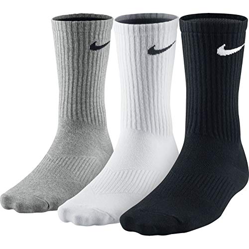 NIKE Men's Lightweight Crew Socks (Pack of 3), White/Grey/Black, Medium