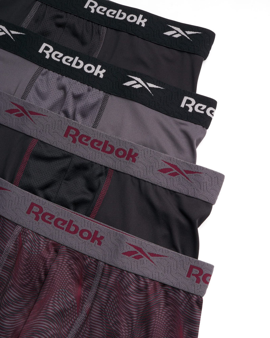 Reebok Mens Boxer Briefs - 4 Pack Stretch Performance Moisture Wicking Mens Underwear Boxers with Contour Pouch (Sizes: S-XL)