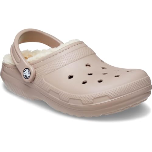 Crocs Unisex Men's and Women's Classic Lined Clog | Fuzzy Slippers, Mushroom/Bone, 5 Men/7 Women