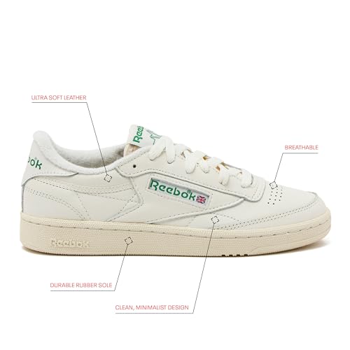 Reebok Womens Club C 85 Vintage Tennis Sneakers for Women, Casual White Womens Shoes