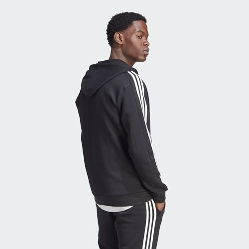 adidas Men's Essentials Fleece 3-Stripes Full-Zip, Black, Large