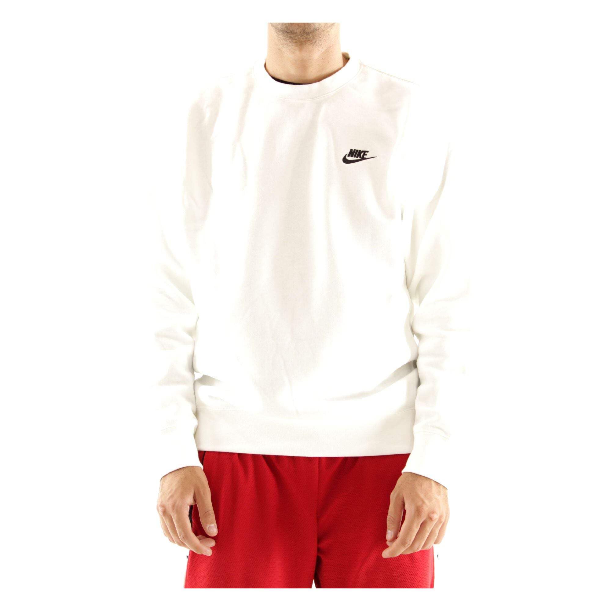 NIKE Men's Nsw Club Crew, White/Black, Large