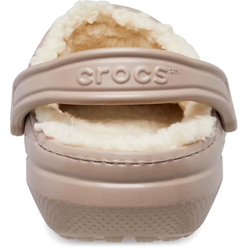 Crocs Unisex Men's and Women's Classic Lined Clog | Fuzzy Slippers, Mushroom/Bone, 5 Men/7 Women