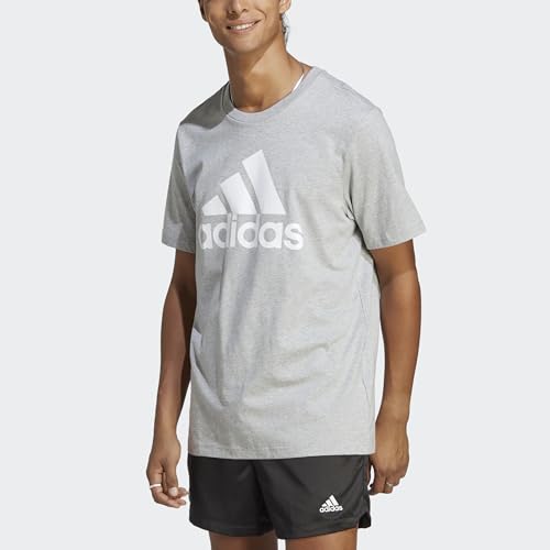 adidas Mens 3S Sj Crew Neck Short Sleeve Casual Tops Casual - Grey
