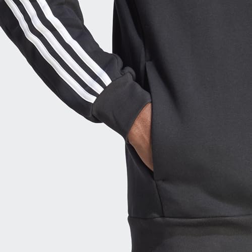 adidas Men's Essentials Fleece 3-Stripes Full-Zip, Black, Large